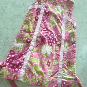Vintage Lilly Pulitzer Pink and Green Floral girls dress size 4 with pockets